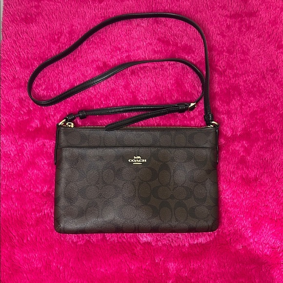 Coach Handbags - Coach Signature Brown Crossbody Bag
